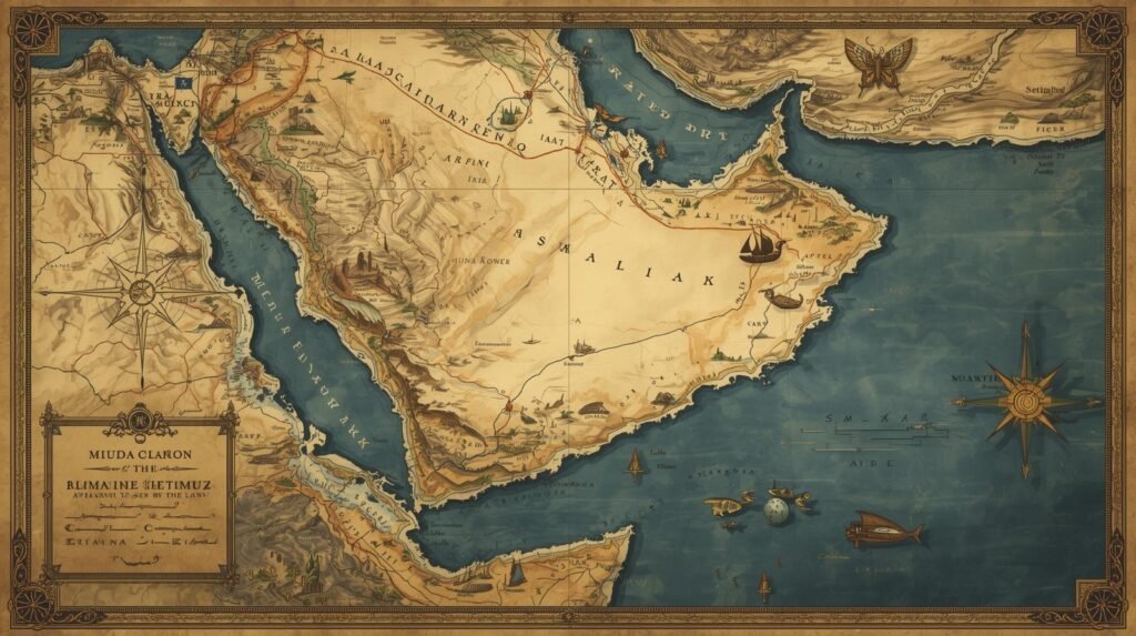 An AI Image of the Strait of Hormuz shows the entire gulf region in an aerial view