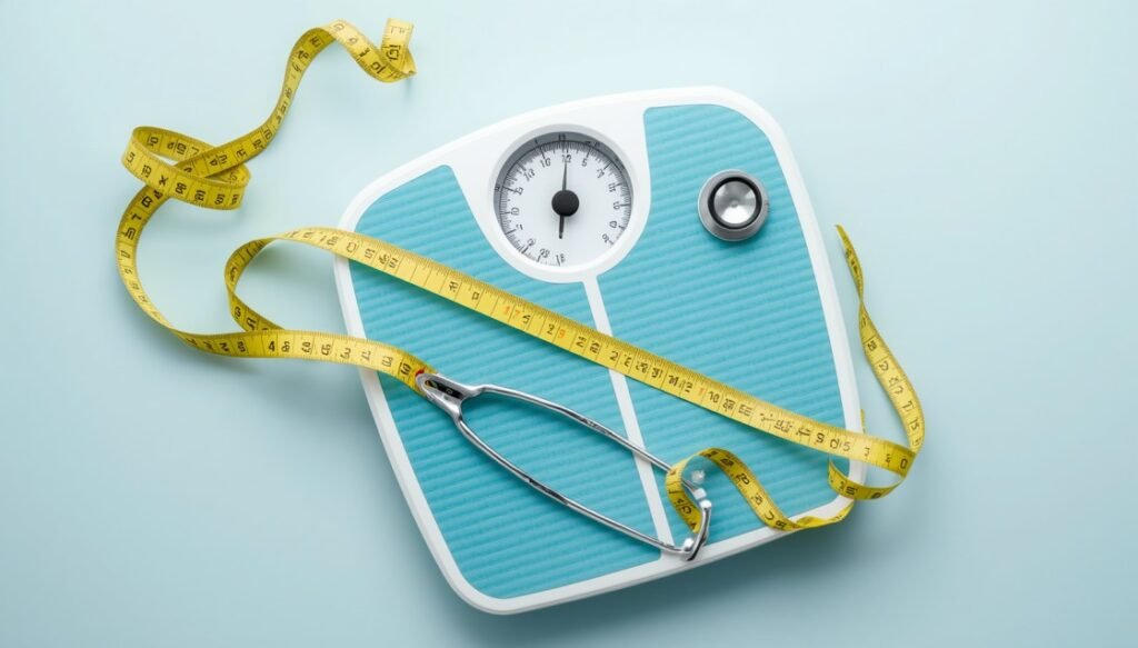 A professional medical illustration on Body Mass Index BMI concept