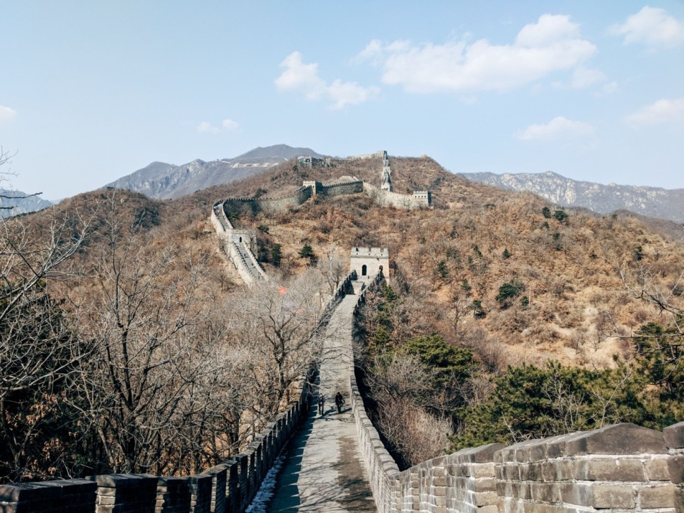 An autumn view of Great Wall of China which stretches across 15 provinces of China