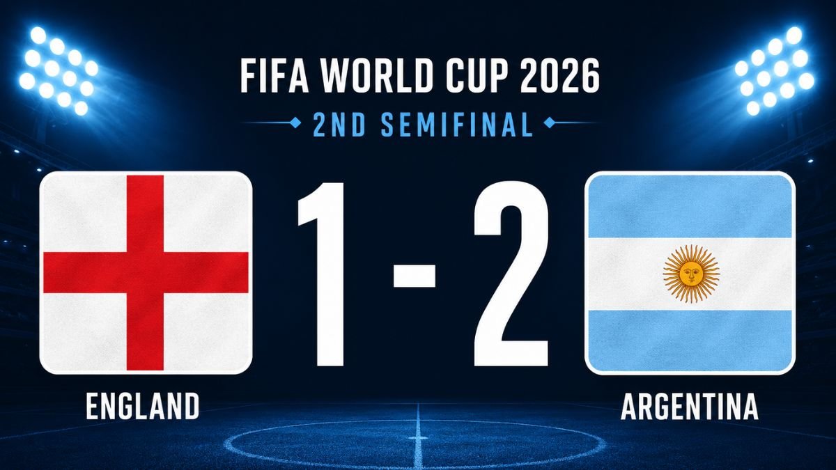Argentina beat England scoreboard showing the 2-1 result and goal timeline in Atlanta
