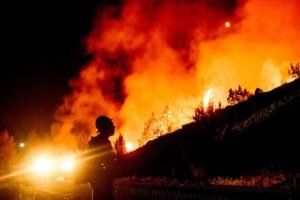 Oregon wildfires million acres burned shown in smoke rising over Pacific Northwest forest land