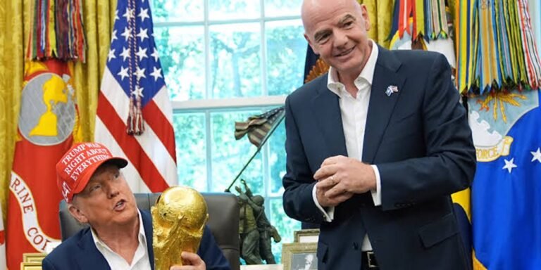 President Trump and FIFA president Gianni Infantino - Balogun Red Card