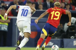 Spain beat France as Spanish players celebrate reaching the World Cup final in Dallas