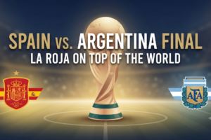 Spain vs Argentina final scenes at MetLife Stadium where Spain lifted the 2026 World Cup trophy