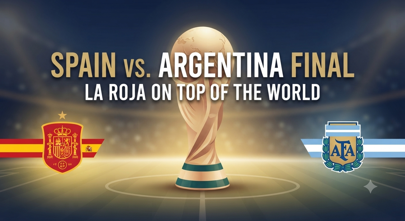 Spain vs Argentina final scenes at MetLife Stadium where Spain lifted the 2026 World Cup trophy