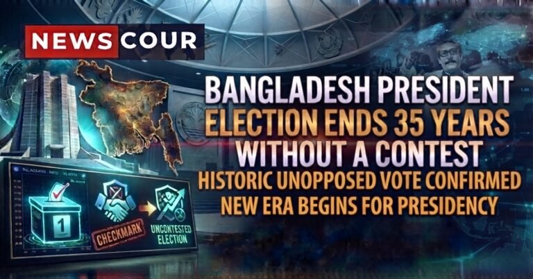 Bangladesh president election setting shown by the National Parliament House in Dhaka at night