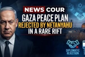 Gaza peace plan diplomacy represented by the United Nations General Assembly hall