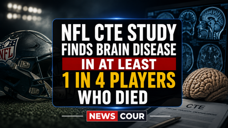 NFL CTE study shown by a football helmet on a stadium field