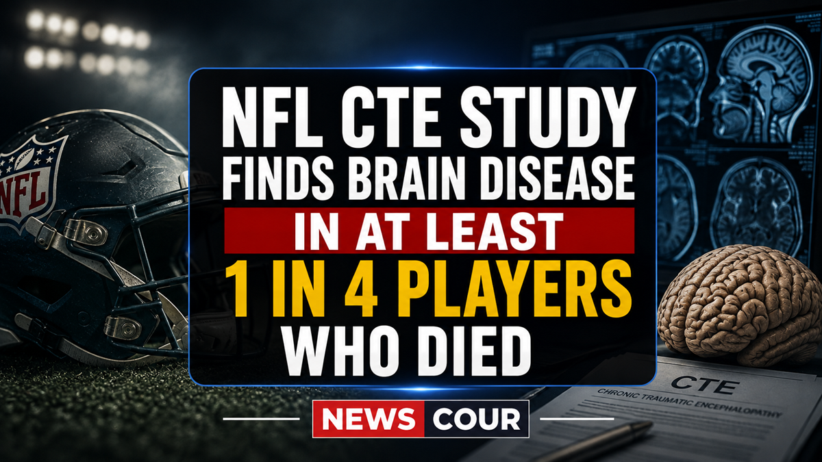 NFL CTE study shown by a football helmet on a stadium field