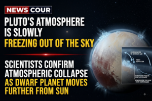 Pluto's atmosphere and reddish surface seen in a true-color image of the dwarf planet