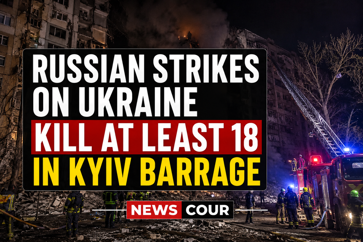 Russian strikes on Ukraine shown by rescuers working on a damaged residential building after shelling
