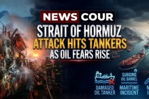 Strait of Hormuz attack context shown by a large oil supertanker at sea