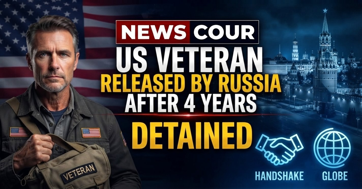 US veteran released home represented by an American flag against a clear sky