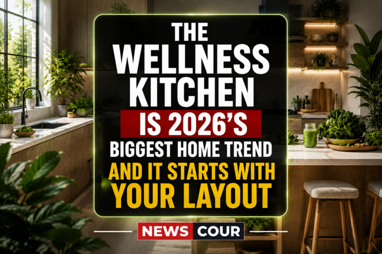wellness kitchen with natural wood, herbs and warm minimalist design